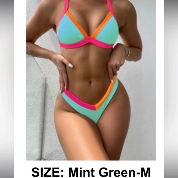 Swim Mint Green And Neon Bikini Poshmark